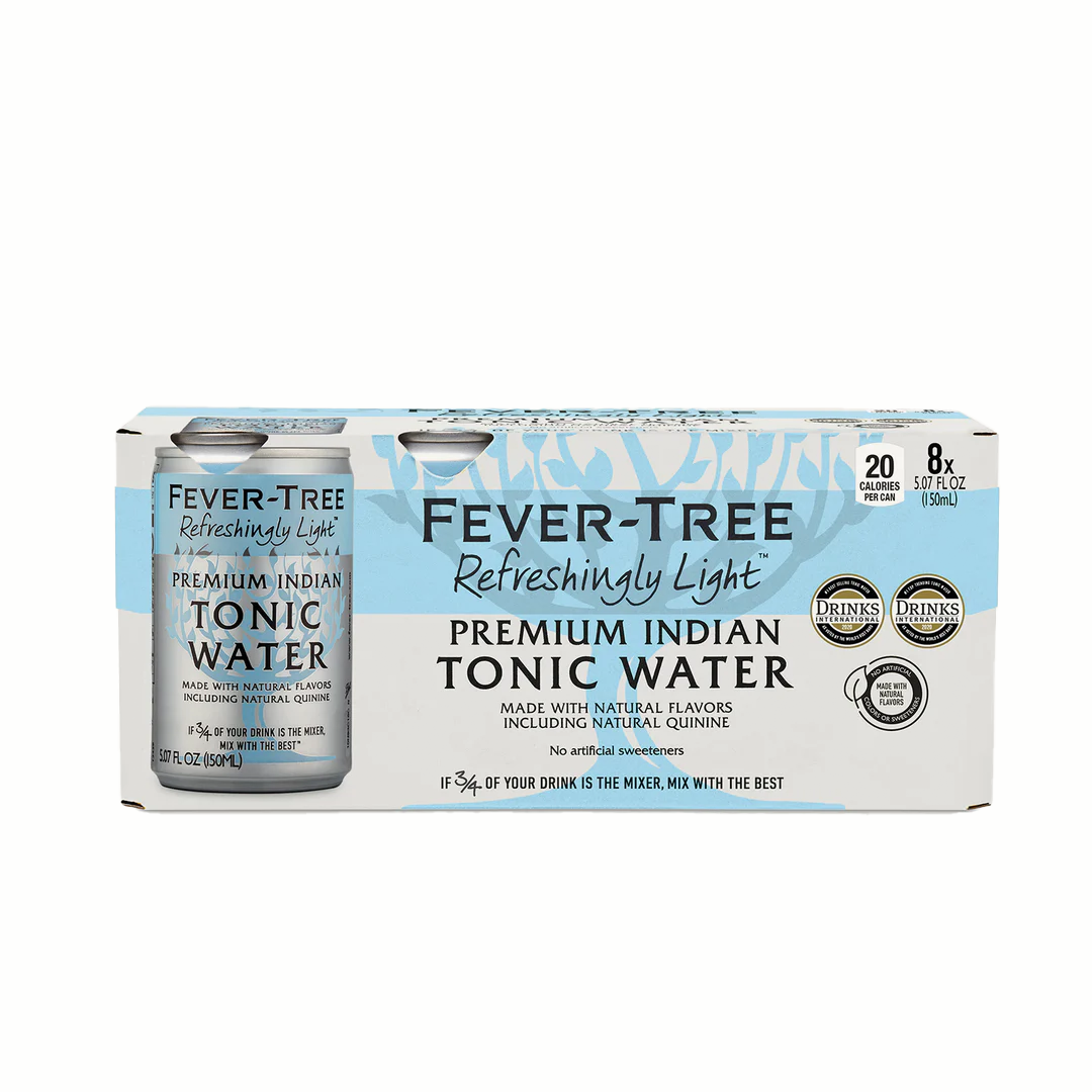 Fever Tree Tonic Water, Premium Indian, Refreshingly Light, - 8 pack, 5.07 fl oz cans